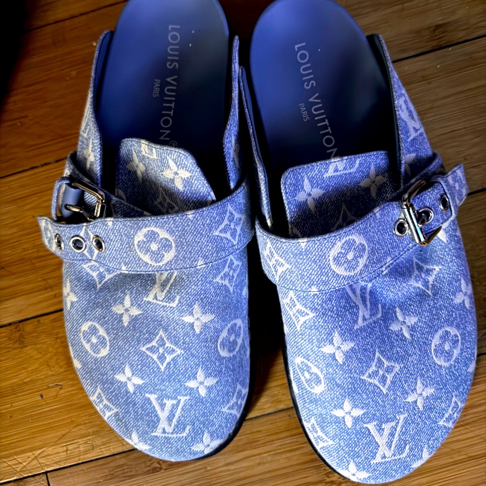 Monogram Louis  Vuitton slides denim